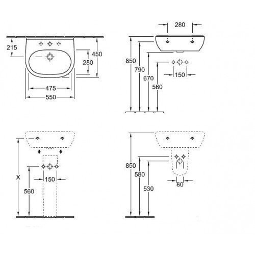 Умивальник підвісний Villeroy&Boch O.Novo, 55 (516056R1)