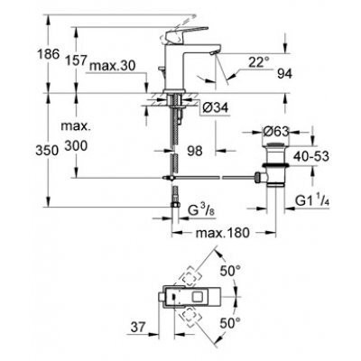 Cмеситель для умывальника Grohe Eurocube, однорычажный, хром (2312700E)