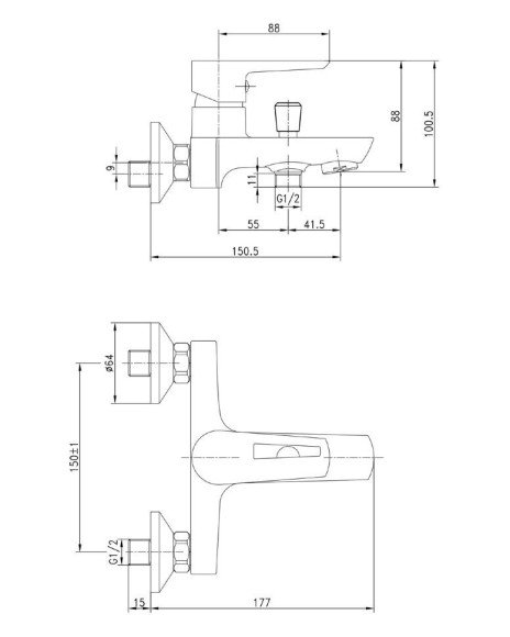 Смеситель для ванны Imprese Breclav, однорычажный, хром (10245)