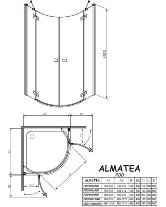 Душевая кабина Radaway Almatea PDD, 80x80 (30512-01-01N)