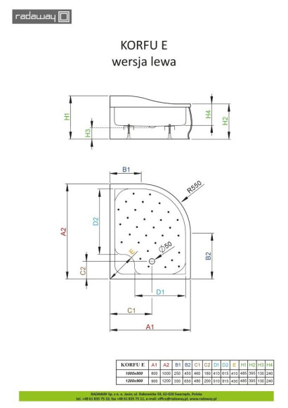 Душовий піддон Radaway Korfu E, 100x80 (4E81400-03L)
