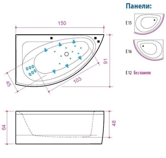 Ванна акрилова Balteco Idea, ліва, 150x91 (IDEA15) Ванна акрилова Balteco Idea, ліва, 150x91 (IDEA15)