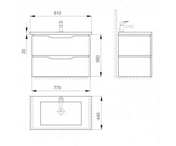 Тумба з умивальником Sanwerk Alessa Air, 81 (MV0000604)