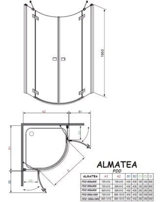 Душевая кабина Radaway Almatea PDD, 90x90 (30502-01-01N)