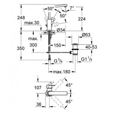 Cмеситель для умывальника Grohe Eurocube, однорычажный, хром (2313500E)