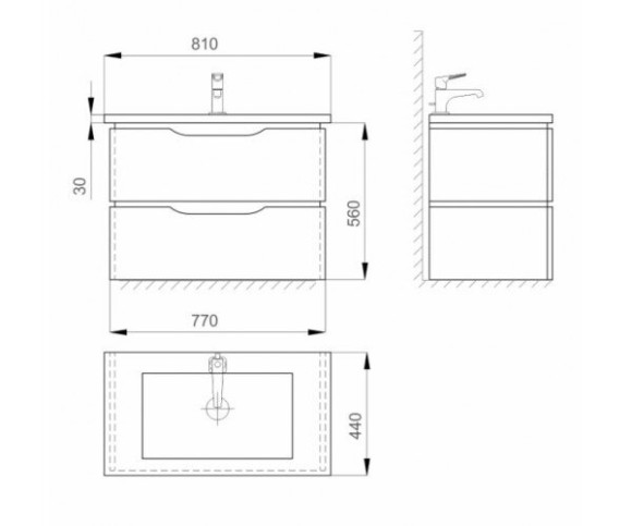 Тумба с умывальником Sanwerk Alessa Air, 81 (MV0000640)