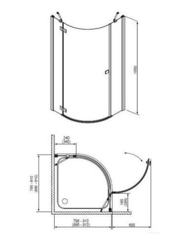 Душевая кабина Radaway Almatea PDJ, левая, 90x90 (30602-01-01N)