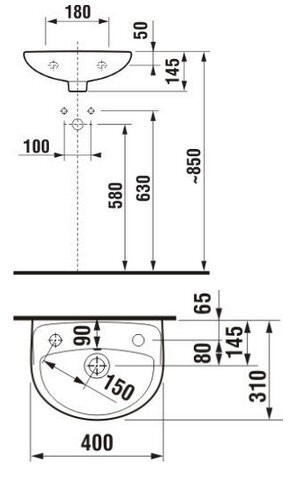 Умивальник підвісний Jika Lyra Plus, 40 (H8153810001061)