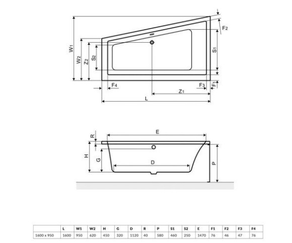 Ванна акриловая Excellent M-Sfera, левая, 160x95 (WAEX.MSL16WH)