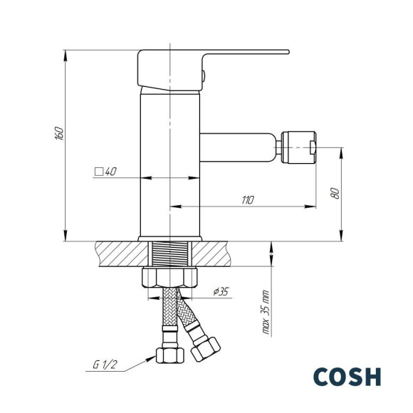 Смеситель для биде Cosh, однорычажный, хром (COSHCRMS10001A) Смеситель для биде Cosh, однорычажный, хром (COSHCRMS10001A)