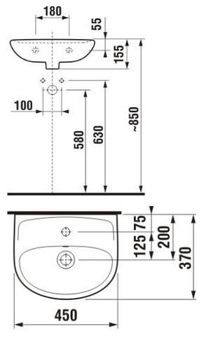 Умивальник підвісний Jika Lyra Plus, 45 (H8153820001041)