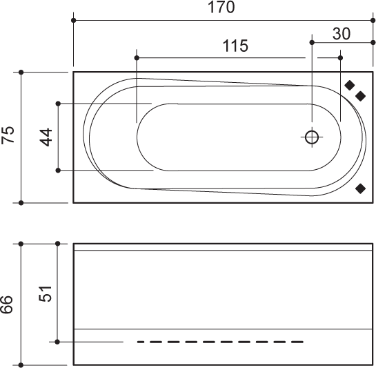 Ванна акрилова Balteco Modul, 170x75 (MODUL17)