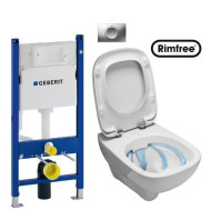 Комплект: Унитаз Kolo Style Rimfree + Инсталляция Geberit Duofix Delta + Крышка Soft-Close + Клавиша Delta 11 (L23120000+458.126.00.1+L20112000+115.120.46.1)