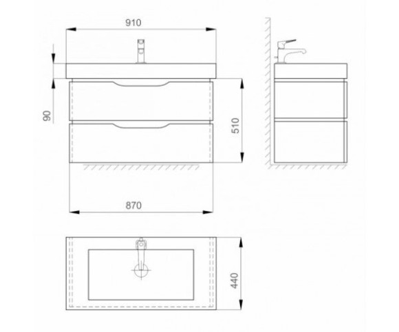 Тумба с умывальником Sanwerk Alessa Air, 91 (MV0000589)
