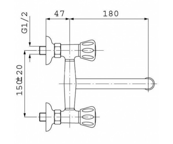 Змішувач для кухні Ferro Standard, двовентильний, хром (BST5)