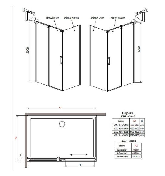 Душевая кабина Radaway Espera KDJ, левая, 100x100 (380130-01L)
