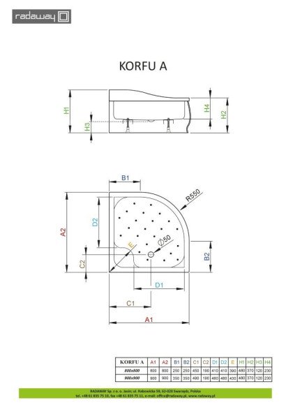 Душовий піддон Radaway Korfu, 90x90 (4S99400-03) Душовий піддон Radaway Korfu, 90x90 (4S99400-03)