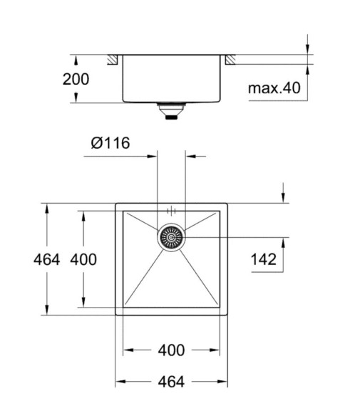 Кухонная мойка стальная Grohe K700, 46x46 (31578SD0)