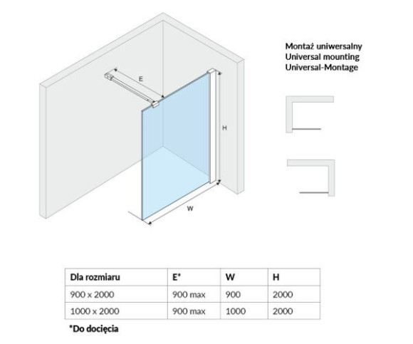 Душевая стенка Excellent Vidog Walk-In, 90x200 (KAAC.1506.900LP)