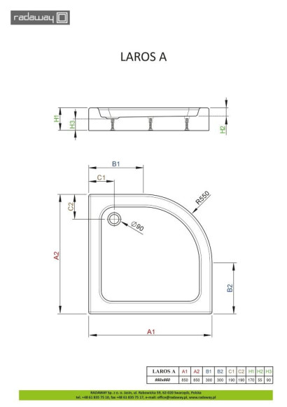 Душовий піддон Radaway Laros A Compact, 85x85 (SLA8585-01)