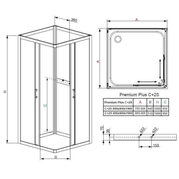 Душова стінка Radaway Premium Plus 2S 90 (33433-01-01N)