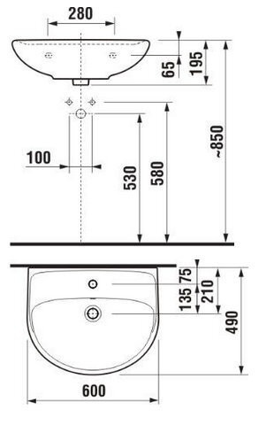 Умивальник підвісний Jika Lyra Plus, 60 (H8143830001041)