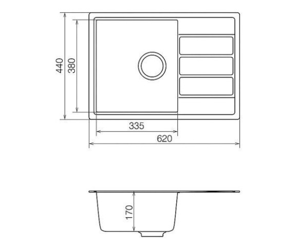 Кухонна мийка гранітна Vankor Easy, 62x44, сірий (EASY EMP 02.62 GRAY)