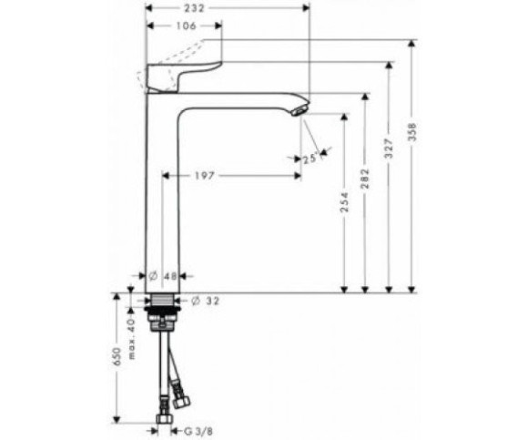Cмеситель для умывальника Hansgrohe Metris, однорычажный, хром (31184000)