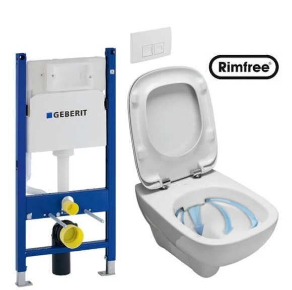 Комплект: Унитаз Kolo Style Rimfree + Инсталляция Geberit Duofix Delta + Крышка Soft-Close + Клавиша Delta 50 (L23120000+458.126.00.1+L20112000+115.135.11.1)