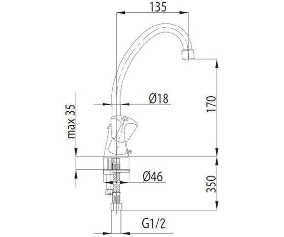 Смеситель для кухни KFA Armatura Standart, двухвентильный, хром (302-314-00)