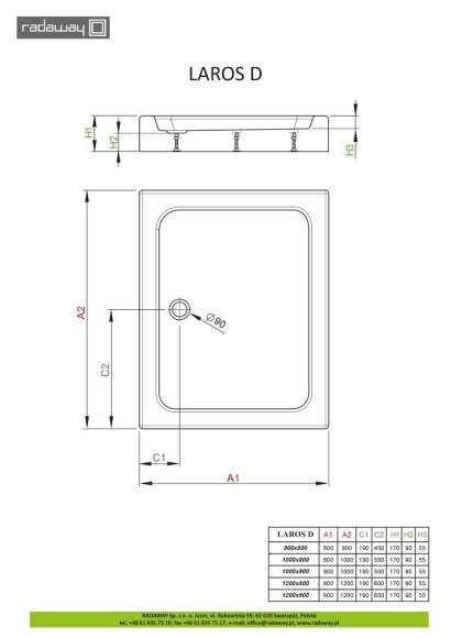 Душевой поддон Radaway Laros D, 120x80 (SLD81217-01)