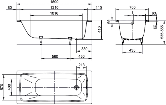 Ванна сталева Kaldewei Cayono, 150x70 (274700010001)