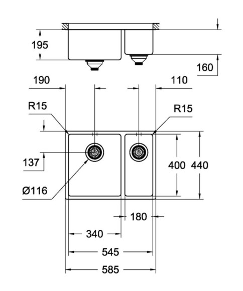 Кухонная мойка стальная Grohe K700U, 58x44 (31577SD0)