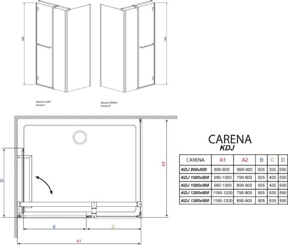 Душевая кабина Radaway Carena KDJ, правая, 120x80 (34442-01-01NR)