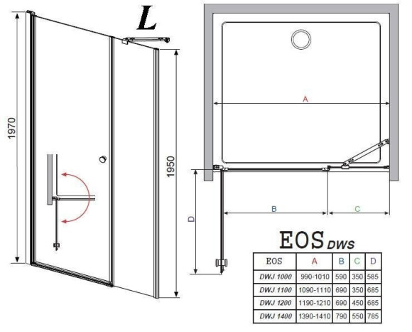 Душевые двери Radaway Eos DWS 120L, левые (37992-01-01NL) Душевые двери Radaway Eos DWS 120L, левые (37992-01-01NL)