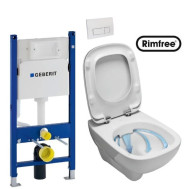 Комплект: Унитаз Kolo Style Rimfree + Инсталляция Geberit Duofix Delta + Крышка Soft-Close + Клавиша Delta 51 (L23120000+458.126.00.1+L20112000+115.105.46.1)