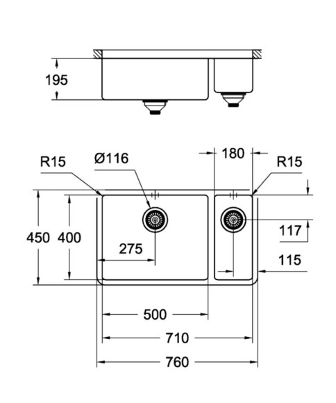 Кухонная мойка стальная Grohe K700U, 76x45 (31575SD0)