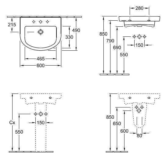Умивальник підвісний Villeroy&Boch Subway 2.0, 60 (711461R3)