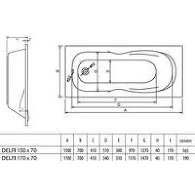 Ванна акриловая Koller Pool Delfi, 170х70 (DELFI150X70)