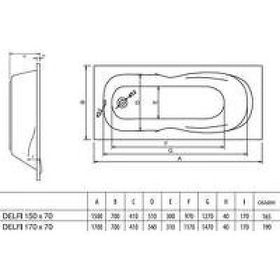 Ванна акрилова Koller Pool Delfi, 170х70 (DELFI150X70)