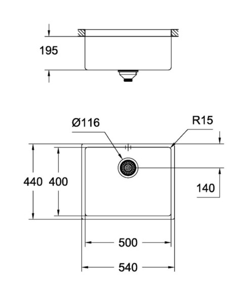 Кухонная мойка стальная Grohe K700U, 54x44 (31574SD0)