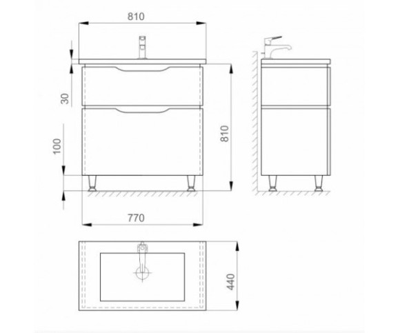 Тумба з умивальником Sanwerk Alessa, 80 (MV0000634) Тумба з умивальником Sanwerk Alessa, 80 (MV0000634)