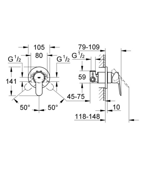 Змішувач для душу Grohe BauEdge, одноважільний, хром (29040000)