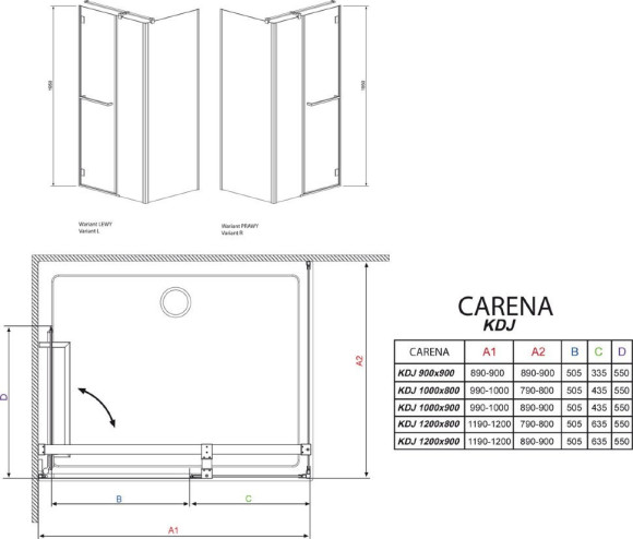 Душевая кабина Radaway Carena KDJ, правая, 80x100 (34432-01-01NR)