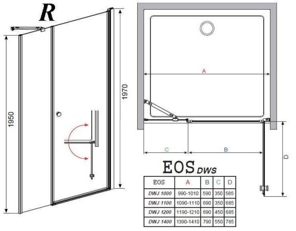 Душевые двери Radaway Eos DWS 140R, правые (37993-01-01NR) Душевые двери Radaway Eos DWS 140R, правые (37993-01-01NR)