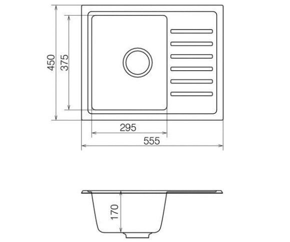 Кухонная мойка гранитная Vankor Lira, 55x45, черный (LIRA LMP 02.55 BLACK)