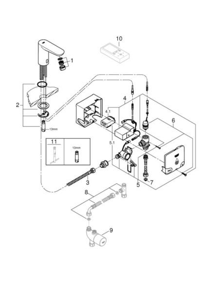 Cмеситель для умывальника Grohe Euroeco Cosmopolitan, инфракрасный, хром (36384000)