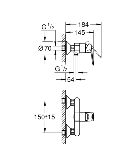 Cмеситель для душа Grohe BauLoop, однорычажный, хром (23634000)
