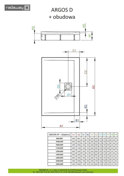 Душевой поддон Radaway Argos D, 90x80 (4ADN89-02)