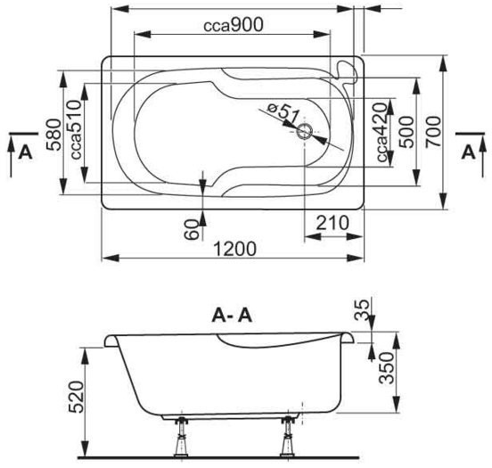 Ванна акрилова Vagnerplast Nike, 120x70 (VPBA127NIK2E-04)